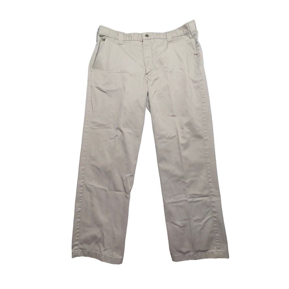 Carhartt Pants Mens Dress 40x32 Khaki Tan Chinos Straight Leg Distressed Hems‎